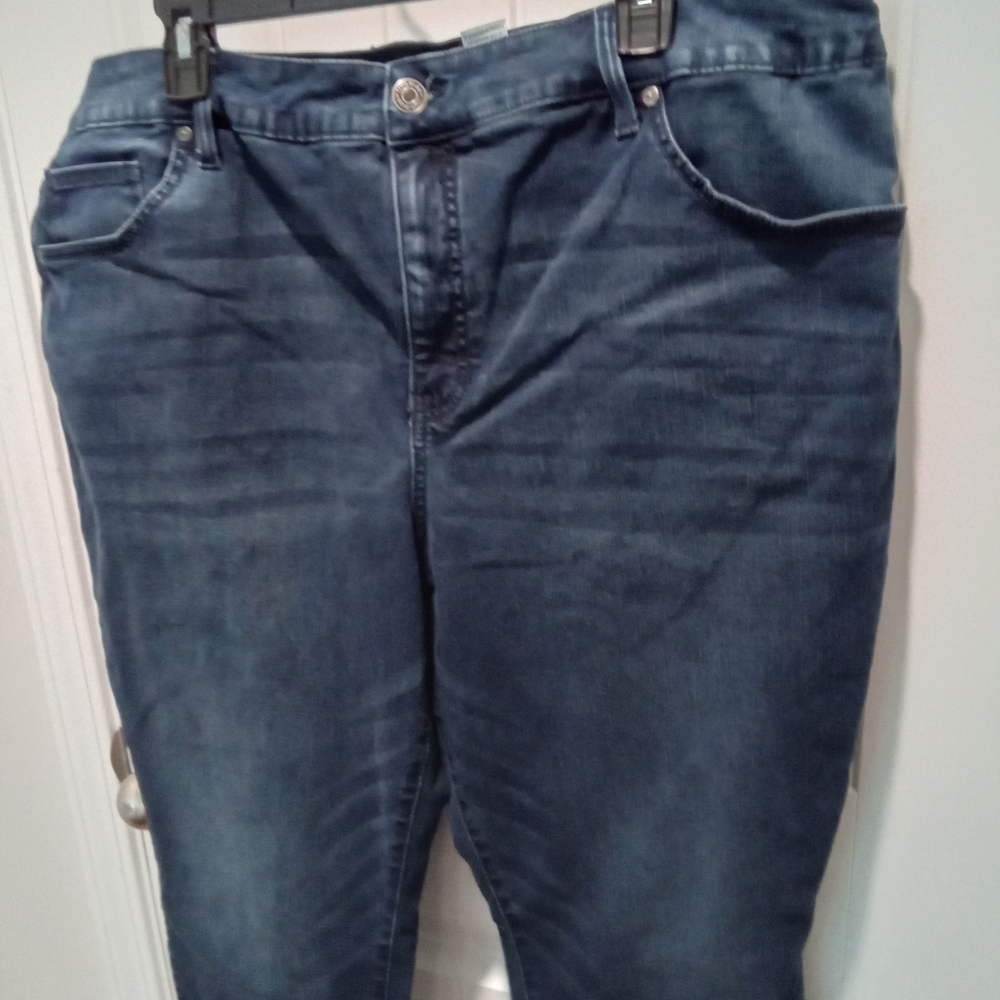 Terra & Sky Plus Size 22W Petite Dark Blue Skinny Jeans